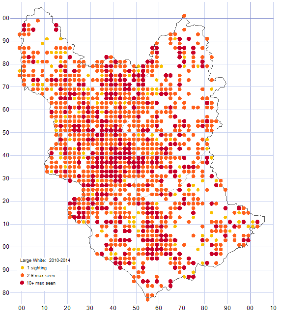 Large White distribution map 2010-14