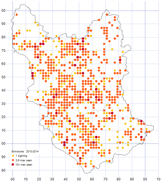 Brimstone distribution map 2010-14