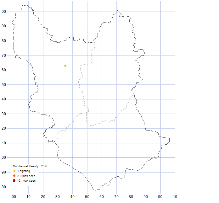 Camberwell Beauty distribution map 2017