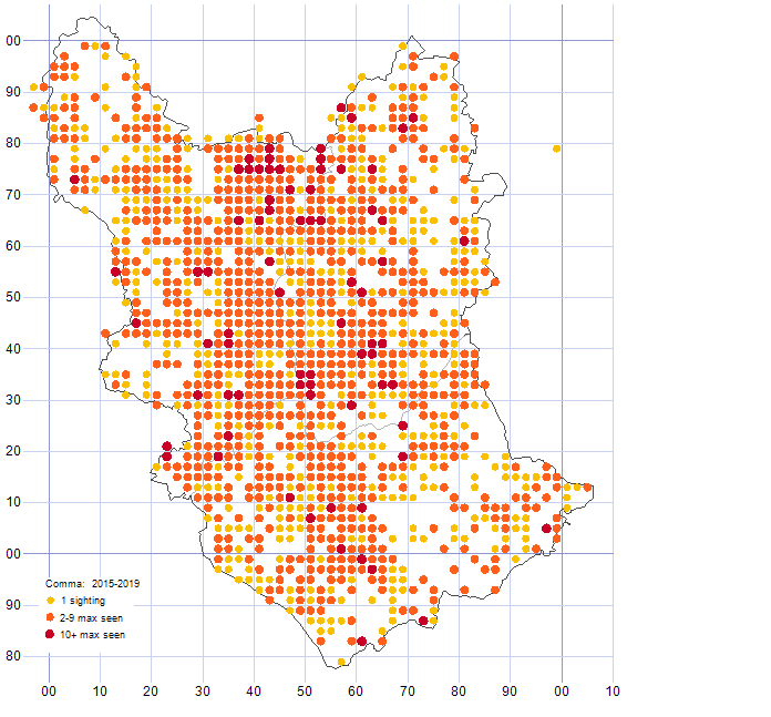 Comma distribution map 2015-19