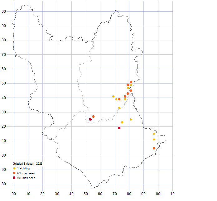 Grizzled Skipper distribution map 2023