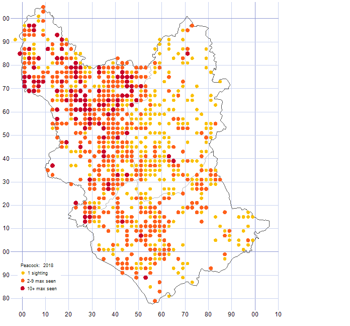 Peacock distribution map 2018