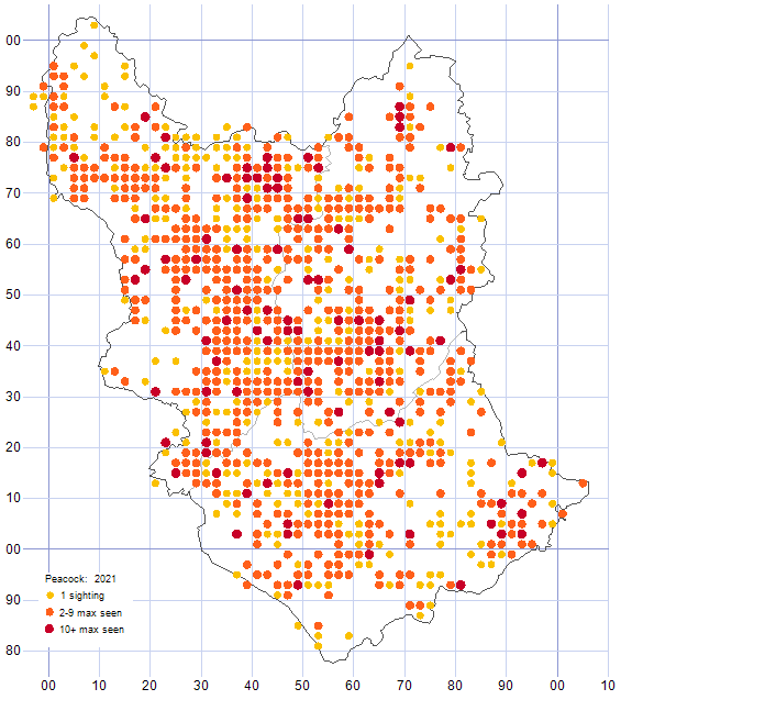 Peacock distribution map 2021