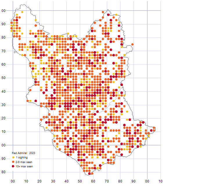 Red Admiral distribution map 2023