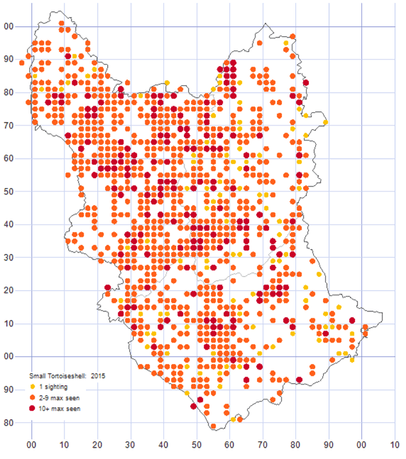 Small Tortoiseshell distribution map 2015