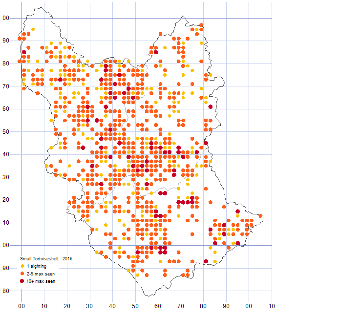 Small Tortoiseshell distribution map 2016