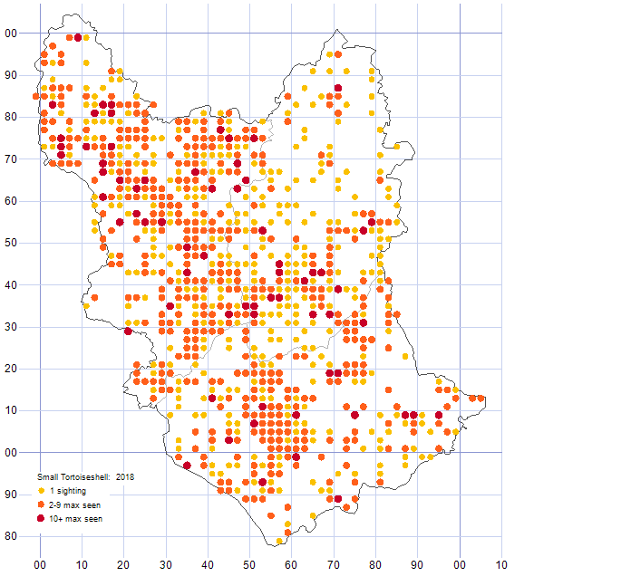 Small Tortoiseshell distribution map 2018