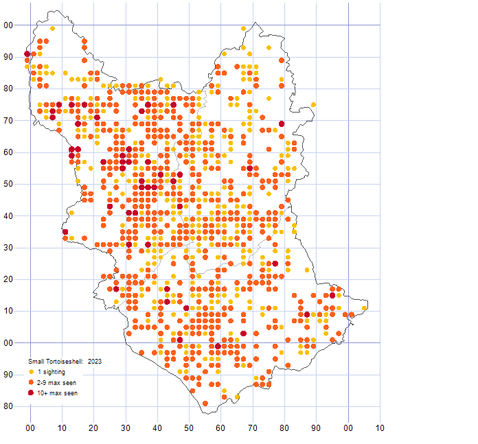 Small Tortoiseshell distribution map 2023