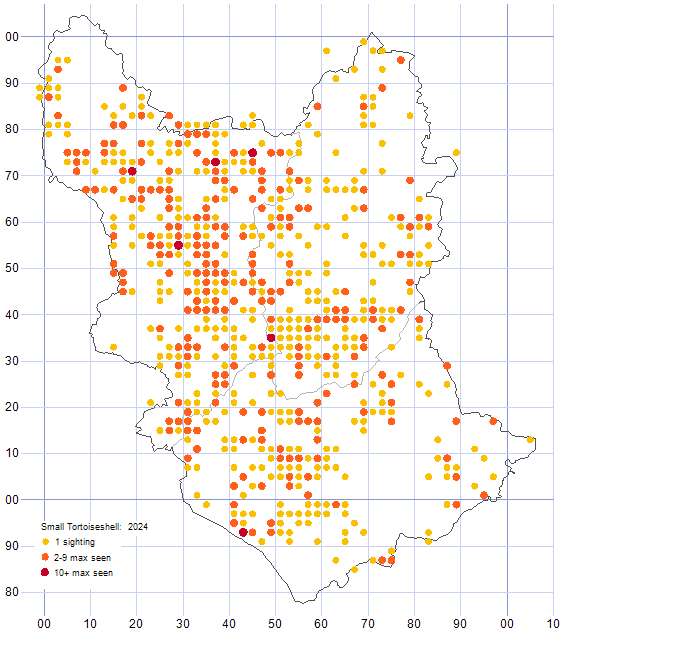 Small Tortoiseshell distribution map 2024