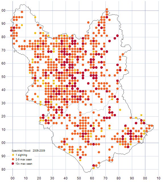 Speckled Wood distribution map 2005-09