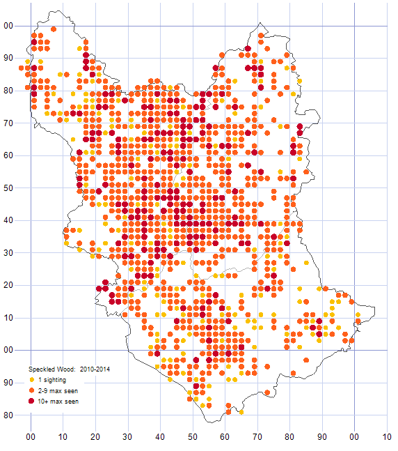 Speckled Wood distribution map 2010-14